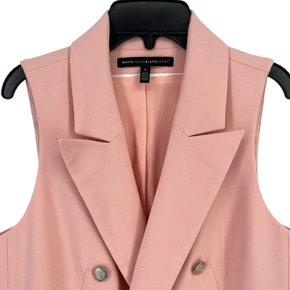 White House Black Market Double-Breasted Sleeveless Blazer in Dusty Rose - Picture 2 of 6